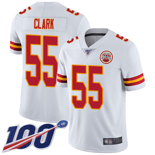 Men's Kansas City Chiefs #55 Frank Clark White 2019 100th Season Vapor Untouchable Limited Stitched NFL Jersey